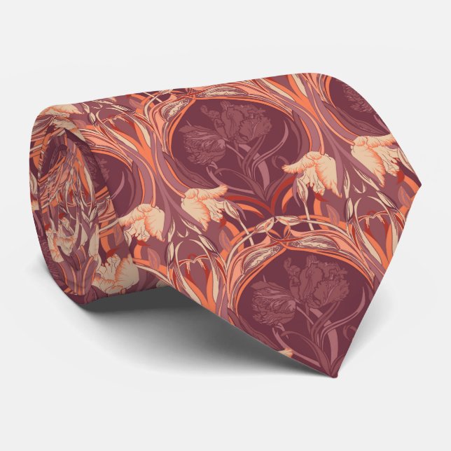 Vintage Tulip Art Nouveau Neck Tie (Rolled)