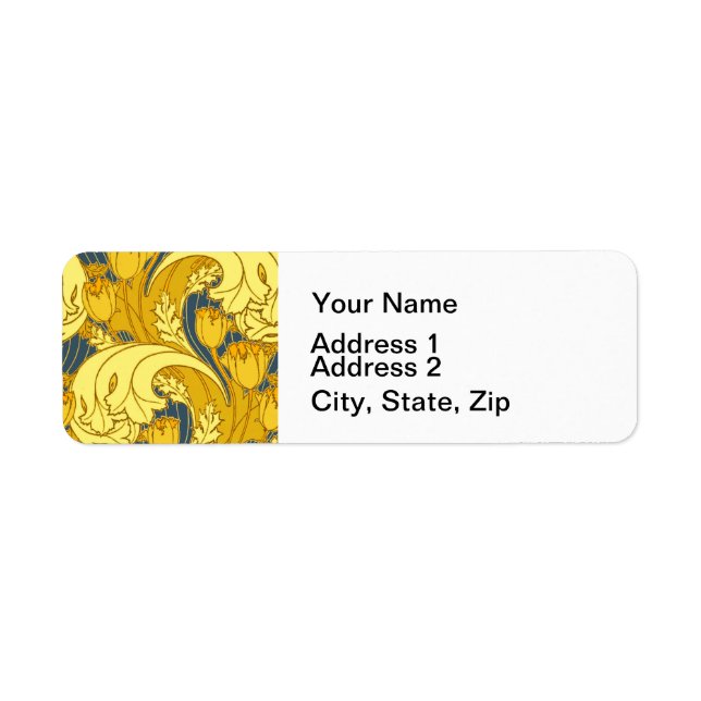 Vintage Tulip Blue Gold Motif (Devant)