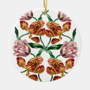 Vintage Tulip Botanical Illustration Ceramic Ornament