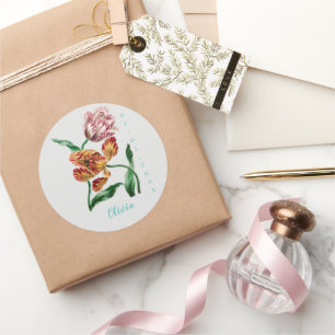 Vintage Tulip Botanical Illustration Classic Round Sticker