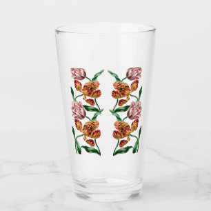 Vintage Tulip Botanical Illustration Glass
