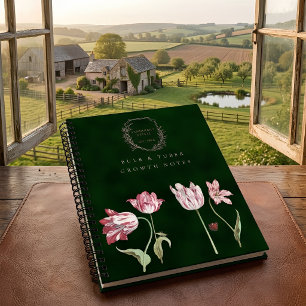 Vintage Tulip Botanical Specimen Custom Monogram Notebook