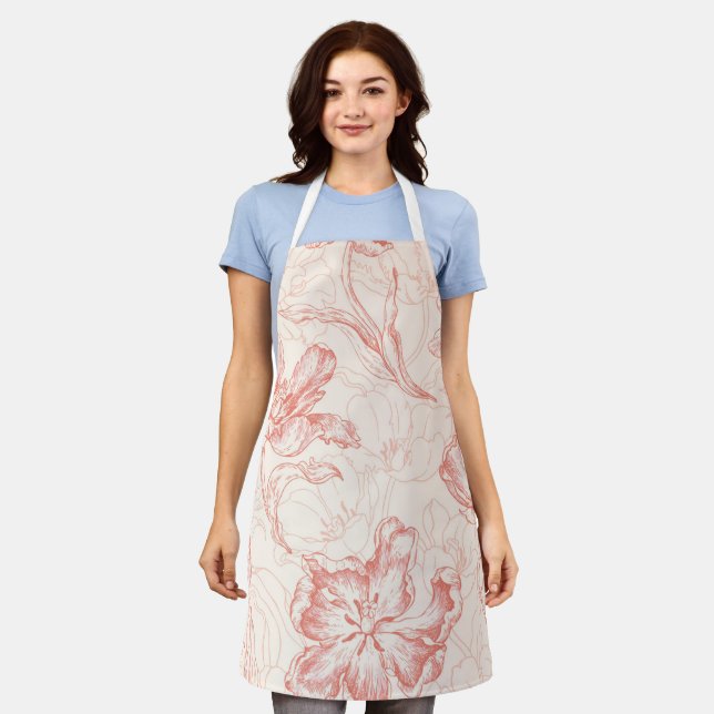 Vintage Tulip Floral Pattern Apron (Worn)