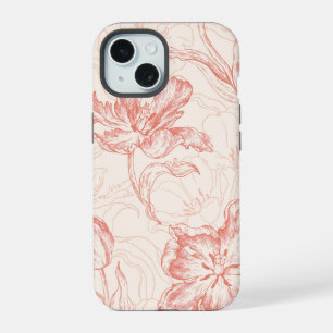 Vintage Tulip Floral Pattern iPhone 15 Case
