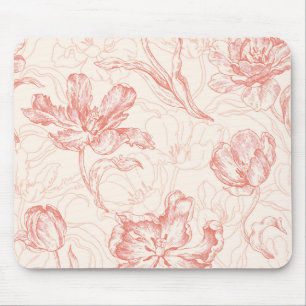 Vintage Tulip Floral Pattern Mouse Pad