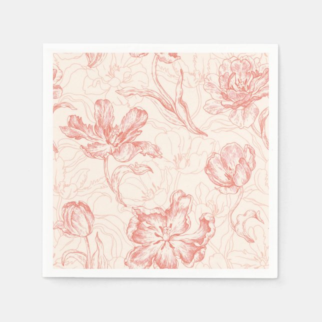 Vintage Tulip Floral Pattern Napkin (Front)