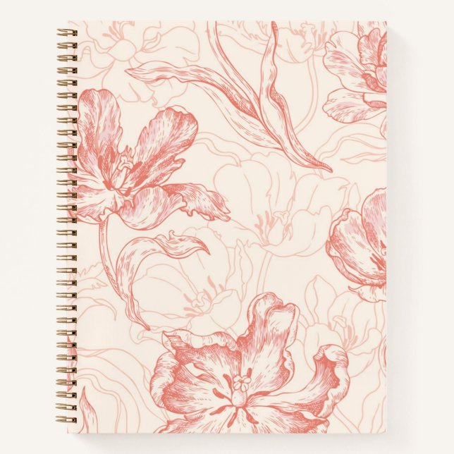 Vintage Tulip Floral Pattern Notebook (Front)