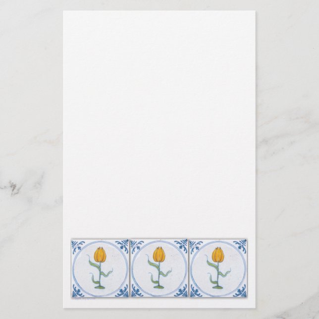Vintage Tulip Tile Art Stationery (Front)