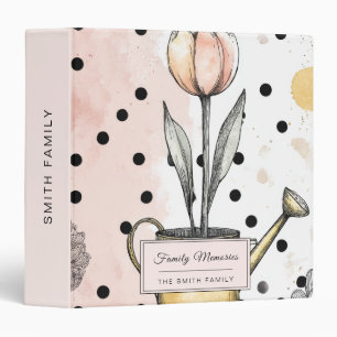 Vintage Tulip Watercolor Polka Dot Art Binder