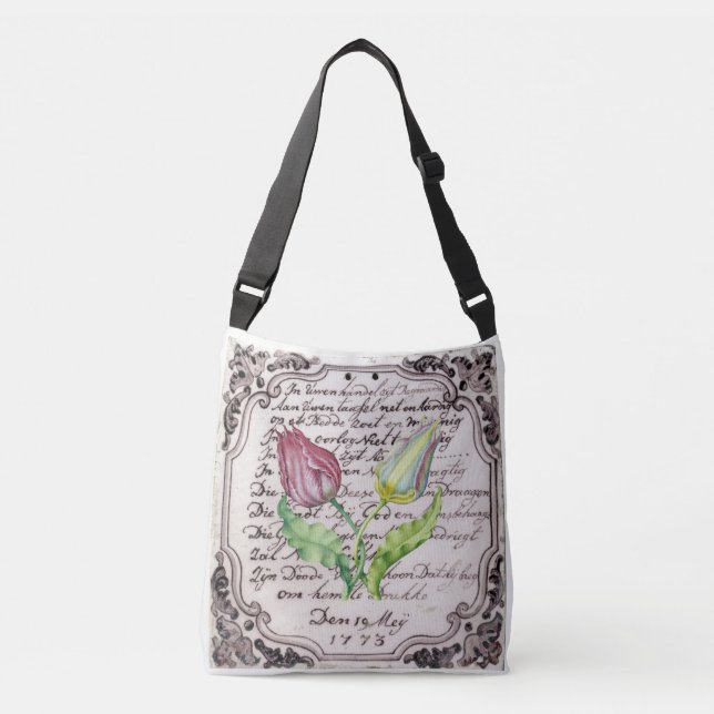 Vintage Tulips Crossbody Bag (Front)