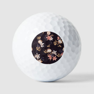 Vintage tulips, dark purple background golf balls