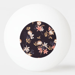 Vintage tulips, dark purple background ping pong ball