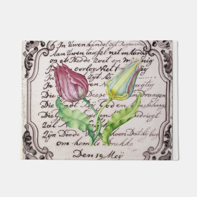Vintage Tulips Doormat (Front)