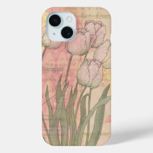Vintage Tulips on Floral Background iPhone 15 Case