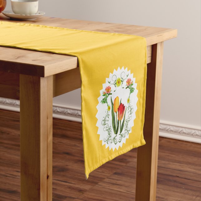 Vintage Tulips Table Runner (In Situ)
