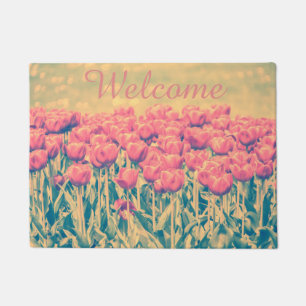Vintage Tulips Welcome Doormat