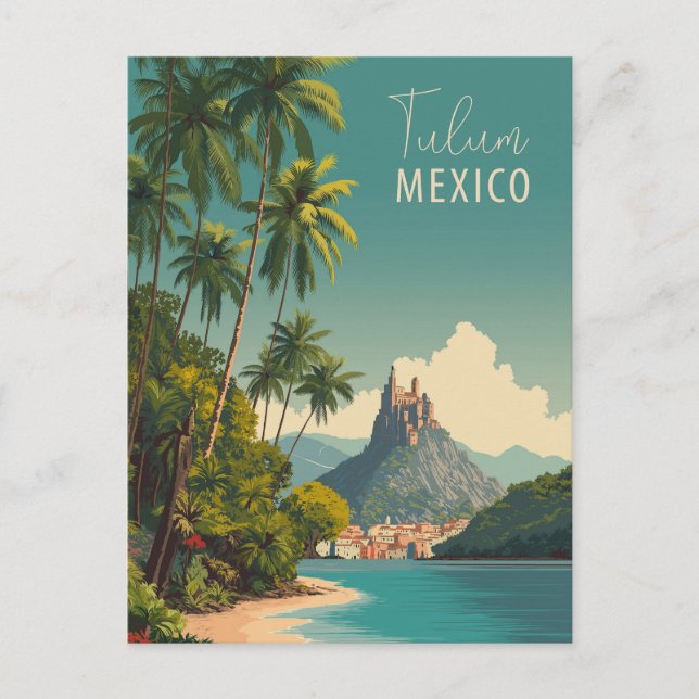 Vintage Tulum Mexico Travel Postcard (Front)