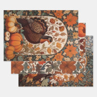 Vintage Turkey and Pumpkins Autumn
