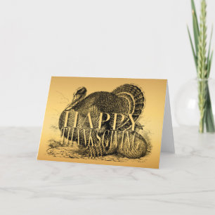 Vintage Turkey Happy Thanksgiving Greeting Holiday Card
