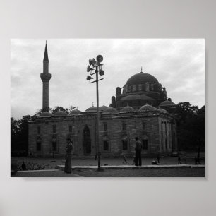 Vintage Turkey Istanbul Beyazit camii mosque Poster