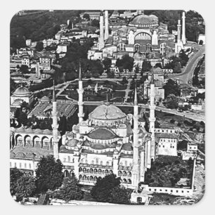 Vintage Turkey Istanbul blue mosque overview 1970 Square Sticker