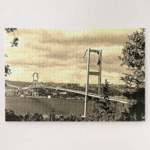 Vintage Turkey Istanbul Bosphorus bridge Jigsaw Puzzle