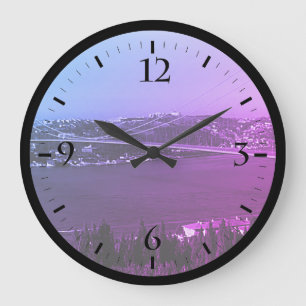 Vintage Turkey Istanbul Bosphorus bridge Large Clo Clock