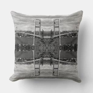 Vintage Turkey Istanbul Bosphorus bridge Large Clo Throw Pillow