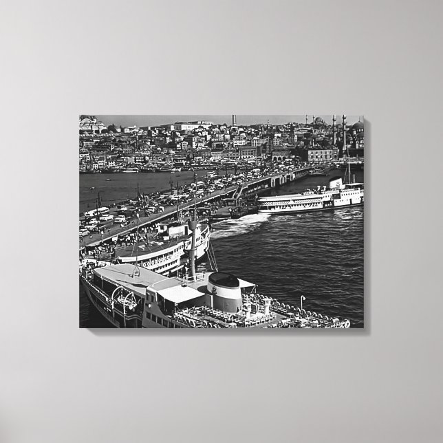 Vintage Turkey Istanbul Galata port Canvas Print (Front)