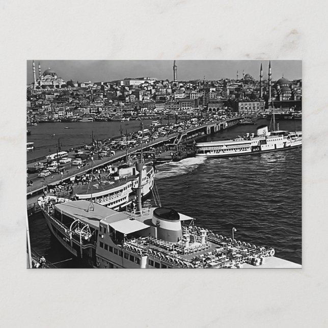 Vintage Turkey Istanbul Galata port Postcard (Front)