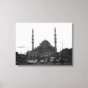 Vintage Turkey Istanbul The Yeni Camii mosque Canvas Print