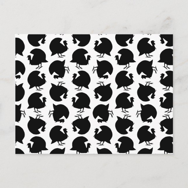 Vintage Turkey Silhouettes Pattern Thanksgiving Postcard (Front)