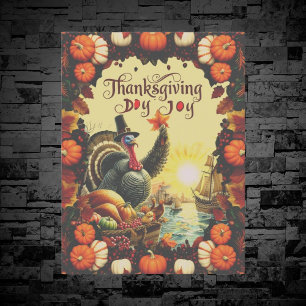 Vintage Turkey Thanksgiving Day Joy Holiday Postcard