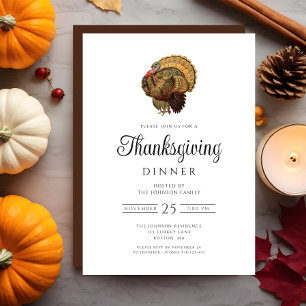 Vintage Turkey Thanksgiving Dinner Invitation