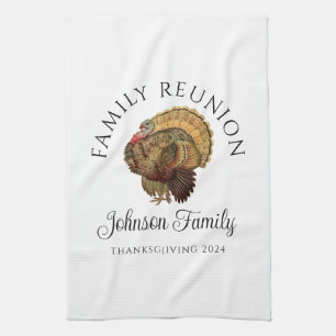 Vintage Turkey Thanksgiving Family Reunion Kitchen Towel