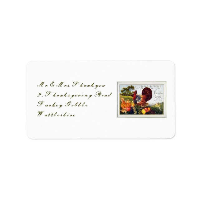 Vintage Turkey Thanksgiving Label (Front)