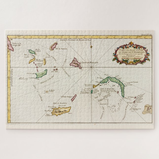 Vintage Turks and Caicos Map (1764) Jigsaw Puzzle (Horizontal)