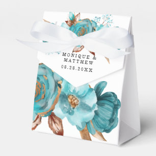 Vintage Turquoise and Gold Peony Wedding Favor Box