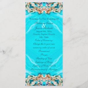 vintage turquoise bohemian wedding programs