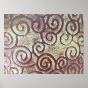 VINTAGE TURQUOISE/BROWN METAL DESIGN POSTER