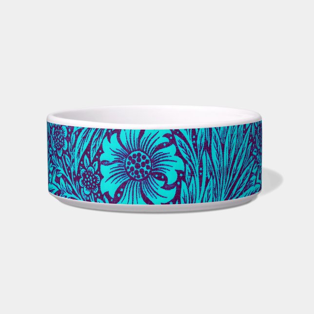 Vintage turquoise dark purple floral pattern bowl (Front)