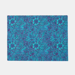 Vintage turquoise dark purple floral pattern doormat