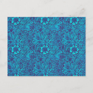 Vintage turquoise dark purple floral pattern postcard
