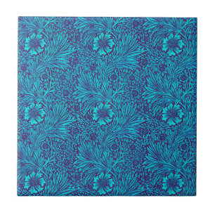 Vintage turquoise dark purple floral pattern tile