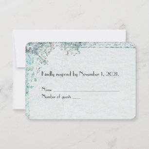 vintage turquoise floral border RSVP Card