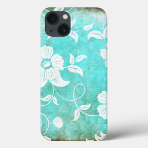 Vintage Turquoise Floral Pattern iPhone 13 Case