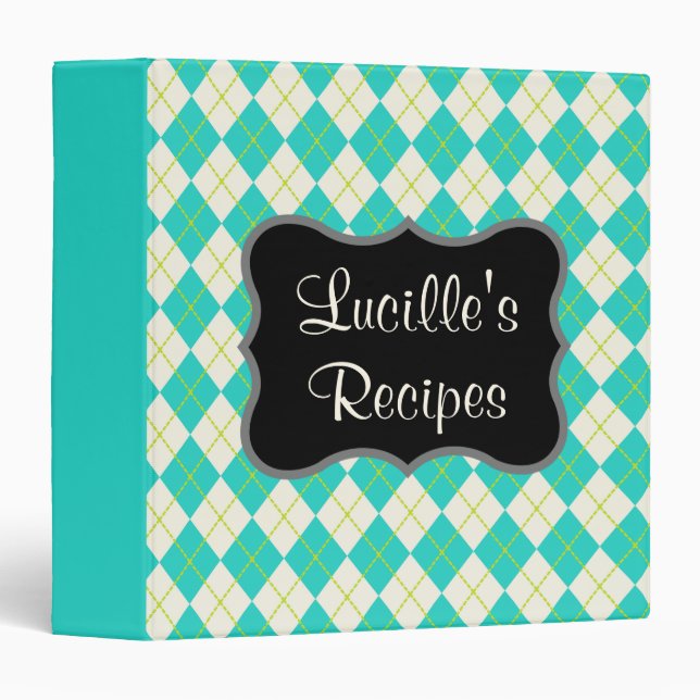 Vintage Turquoise Kitchen Recipe Binder Gift (Front/Spine)