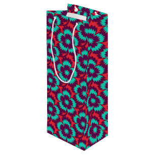 Vintage turquoise red floral Dianthus Barbatus Wine Gift Bag