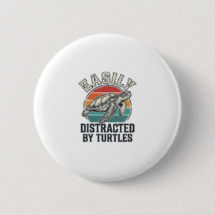 Vintage Turtle Lover Easily Distracted by Turtles 2 Inch Round Button