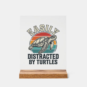 Vintage Turtle Lover Easily Distracted by Turtles Acrylic Sign